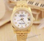 Rolex Datejust Gold White Face Diamond bezel Copy Watch 36mm